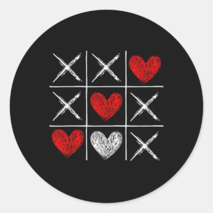 Sticker Rond Tic-tac-toe de la Saint-Valentin Xo-xo Cadeau drôl