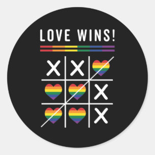 Sticker Rond Tic Tac Toe Loe gagne le Gay pride LGBTQ
