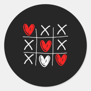 Sticker Rond Tic Tac Toe Saint-Valentin Cœur Amour Couple Amour