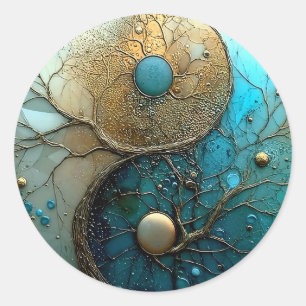 Sticker Rond Tides of Balance Yin Yang Design