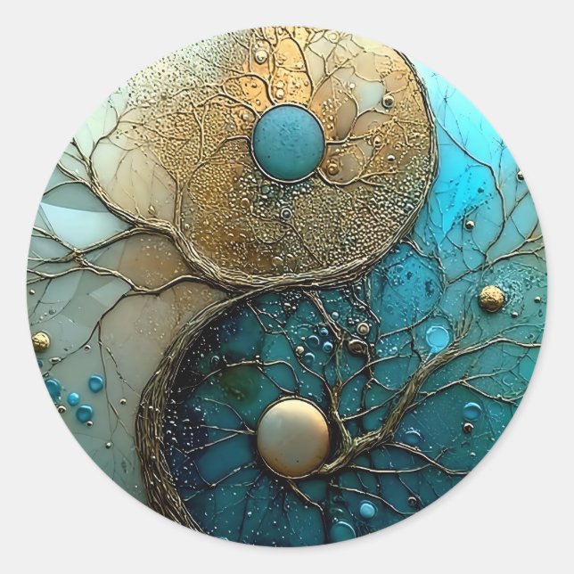 Sticker Rond Tides of Balance | Yin Yang Design (Devant)