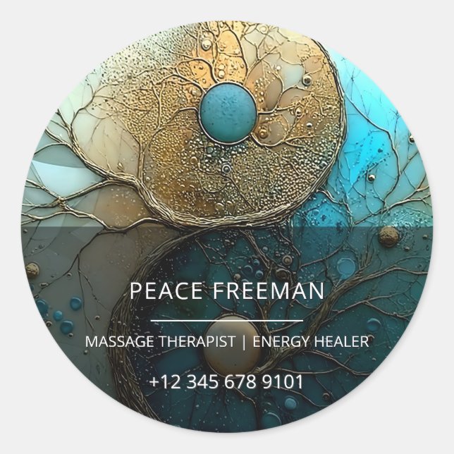 Sticker Rond Tides of Balance | Yin Yang Design (Devant)