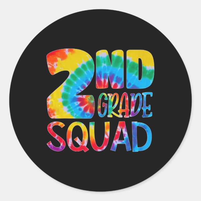 Sticker Rond Tie Dye 2e année Escouade Enseignant Élève Premier (Devant)