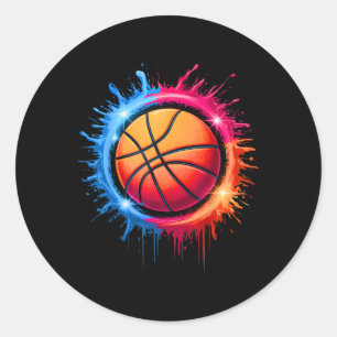 Sticker Rond Tie-Dye Color Splash Hoop Net Slam Coloré Squelett