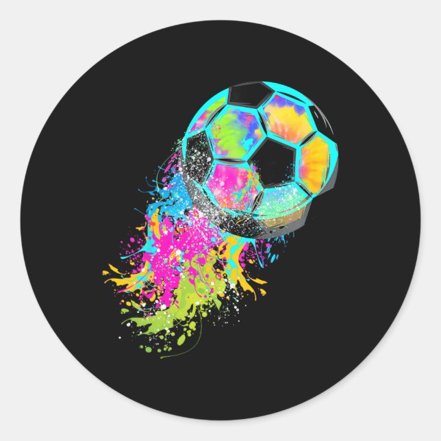 Sticker Rond Tie Dye Coloré Soccer Ll  (Devant)