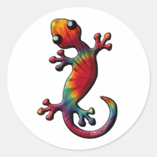 Sticker Rond Tie Dye Gecko Lizard