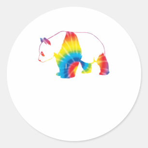 Sticker Rond Tie Dye Giant Panda Arc-en-ciel Imprimer Hip Anima