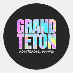 Sticker Rond Tie Dye Grand Teton National Park Wyoming Enfants