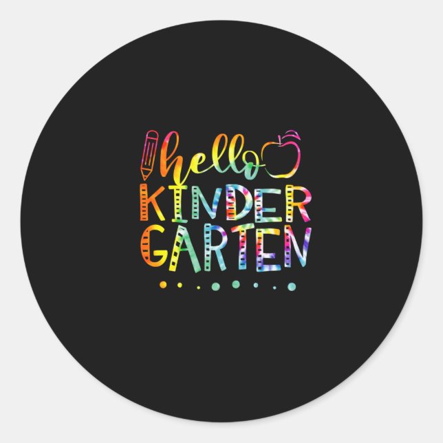 Sticker Rond Tie Dye Hello Second Kindergarten Enseignant (Devant)