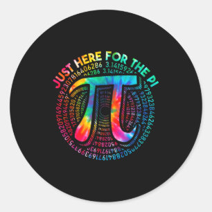 Sticker Rond Tie Dye Je suis juste ici pour la tarte 3,14 Numér