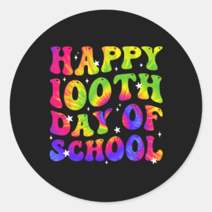 Sticker Rond Tie Dye Joyeux 100E Jour D'Élèves De L'École Enfan