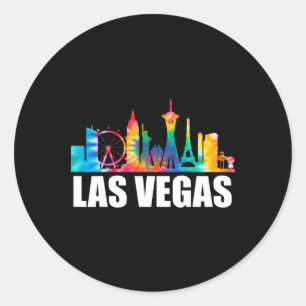 Sticker Rond Tie Dye Las Vegas Nevada Groom Party Voyage Vacanc