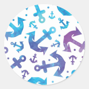 Sticker Rond Tie Dye Motif Ancre 2