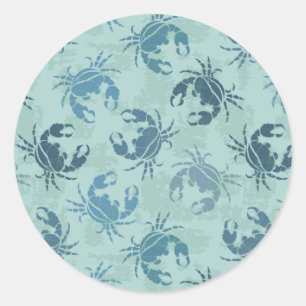 Sticker Rond Tie Dye Motif De Crabes