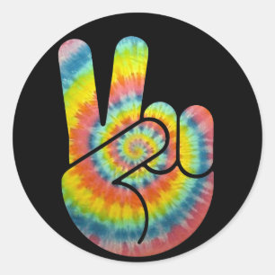 Sticker Rond Tie Dye Paix main