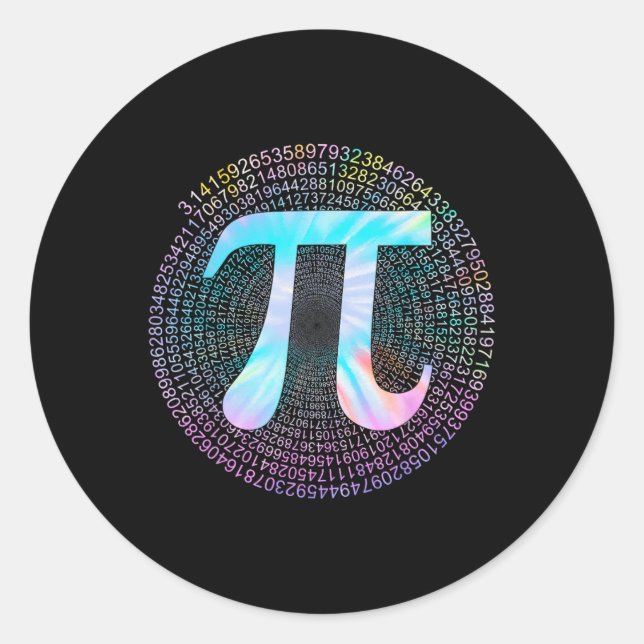 Sticker Rond Tie Dye Pi Happy Pi Day (Devant)