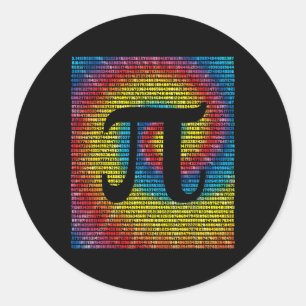 Sticker Rond Tie Dye Pi Jour Numéro 3.14 Rainbow Math Geek Nerd