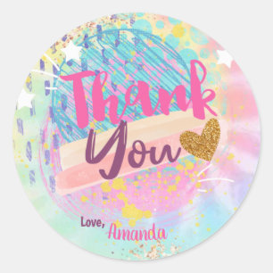 Sticker Rond Tie Dye Rainbow Tags Cadeau Favoriser le sac