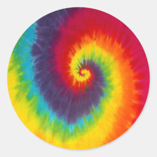 Sticker Rond Tiedye tourbillon arc-en-ciel groovy coloré