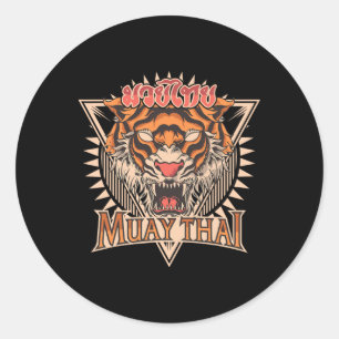 Sticker Rond Tigar Muay Thai Mma Vintage Entraînement de Kickbo
