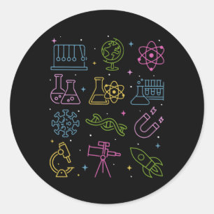 Sticker Rond Tige Vintage Science Technologie Ingénierie Mathém