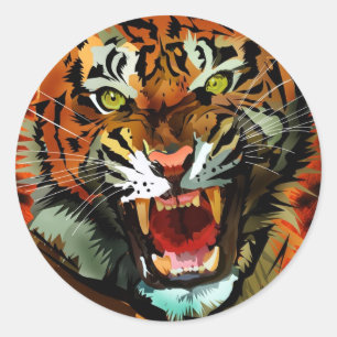 Sticker Rond Tiger