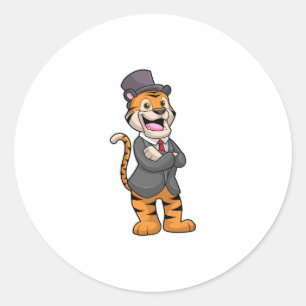 Sticker Rond Tiger comme chambre avec veste et Casquette