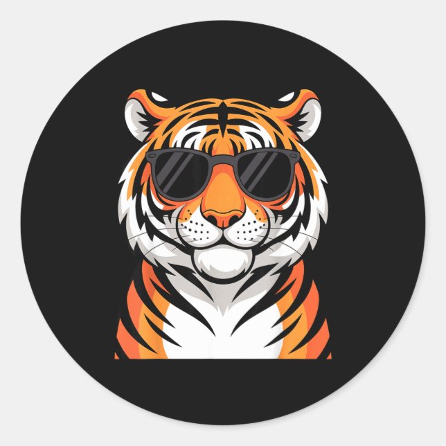 Sticker Rond Tiger Costume For Men Women Boys Zoo Tiger Print T (Devant)