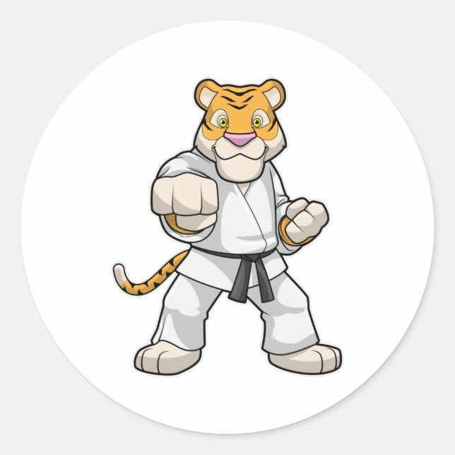 Sticker Rond Tiger dans les arts martiaux Karate (Devant)