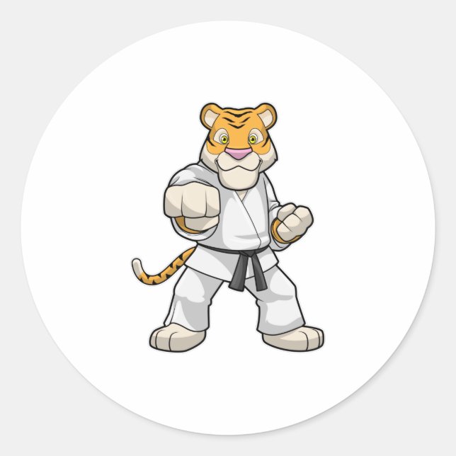 Sticker Rond Tiger dans les arts martiaux Karate (Devant)