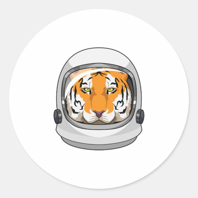 Sticker Rond Tiger en astronaute avec casque (Devant)