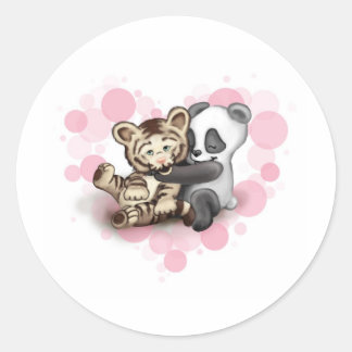 Sticker Rond Tiger et Panda
