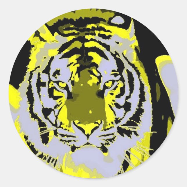Sticker Rond Tiger Face Pop Art (Devant)