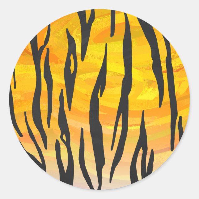 Sticker Rond Tiger noir et orange (Devant)