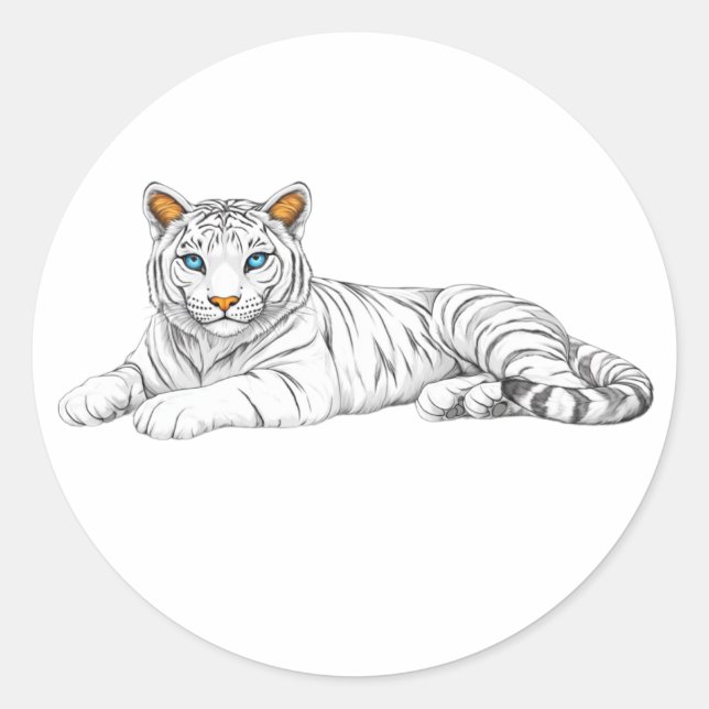 Sticker Rond tiger sticker. Bright burning eyes are watching  (Devant)