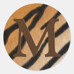 Sticker Rond Tiger Stripes Poster de animal en acajou Monogramm