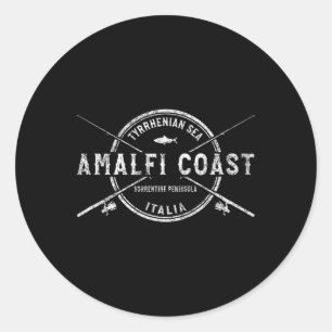 Sticker Rond Tiges de pêche croisées vintage de la côte d'Amalf