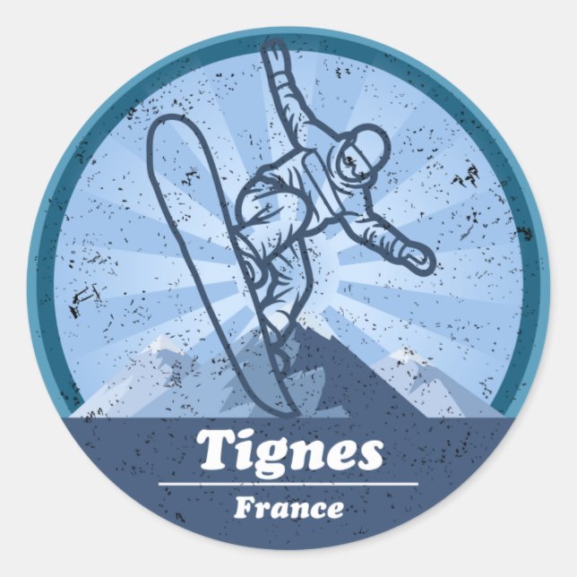 Sticker Rond Tignes Snowboard - Station de ski (Devant)