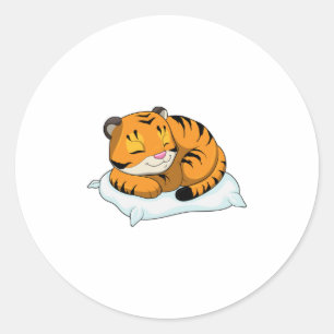 Sticker Rond Tigre au coucher avec Coussin