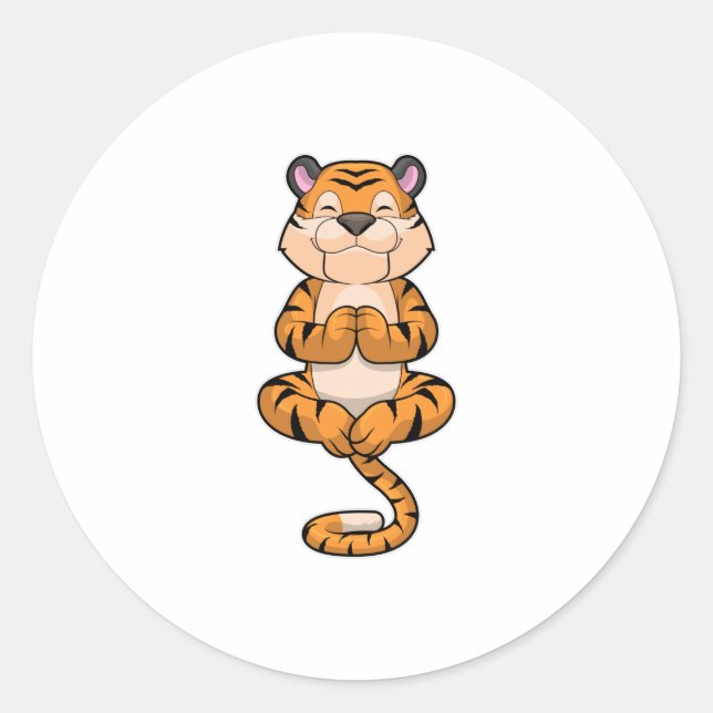 Sticker Rond Tigre au Yoga Fitness (Devant)