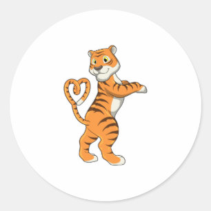 Sticker Rond Tigre avec coeur