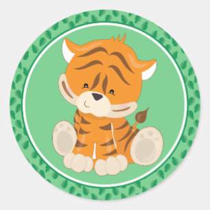 Sticker Rond Tigre Baby Safari Animaux