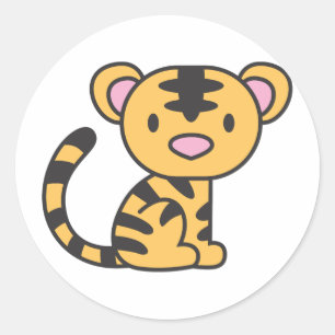 Sticker Rond Tigre Bébé Cute Sur Mesure Assis