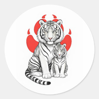 Sticker Rond tigre blanc