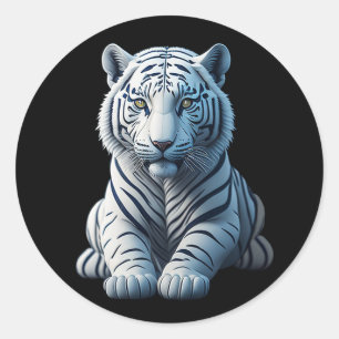 Sticker Rond Tigre blanc mignon