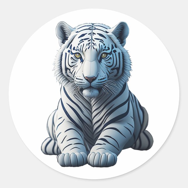 Sticker Rond Tigre blanc mignon (Devant)