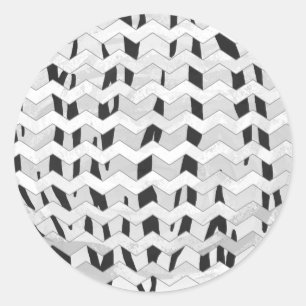 Sticker Rond Tigre Cheveron noir et blanc