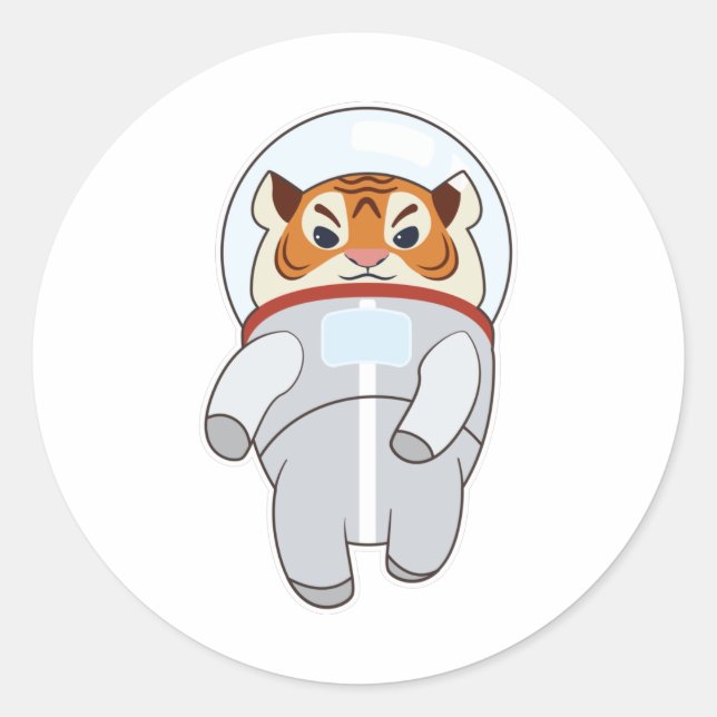 Sticker Rond Tigre comme costume Spaceman (Devant)