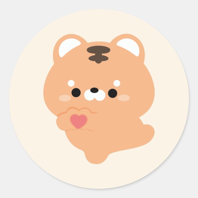 Sticker Rond Tigre d'amour mignon (Devant)
