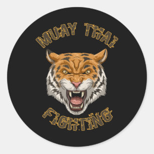 Sticker Rond Tigre de Muay Thai - Boxe thaïlandaise et kickboxi